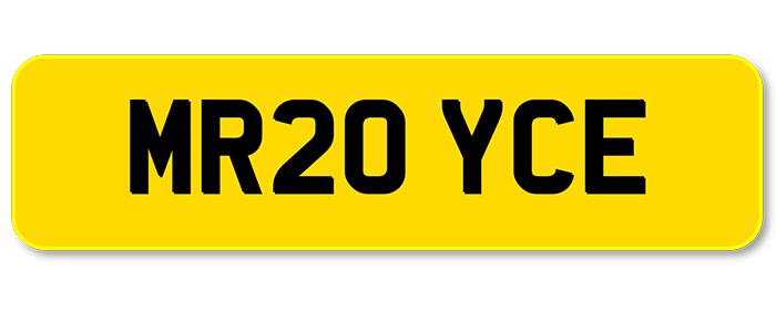 Private Plate: MR20 YCE